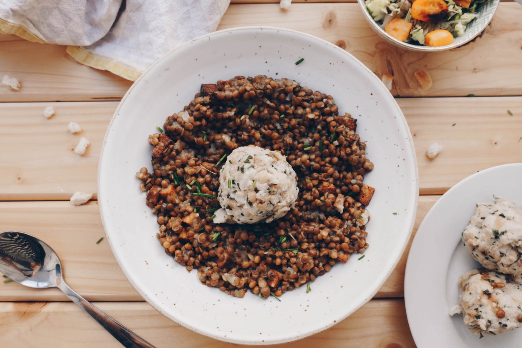 Vegane Linsen mit Knödel